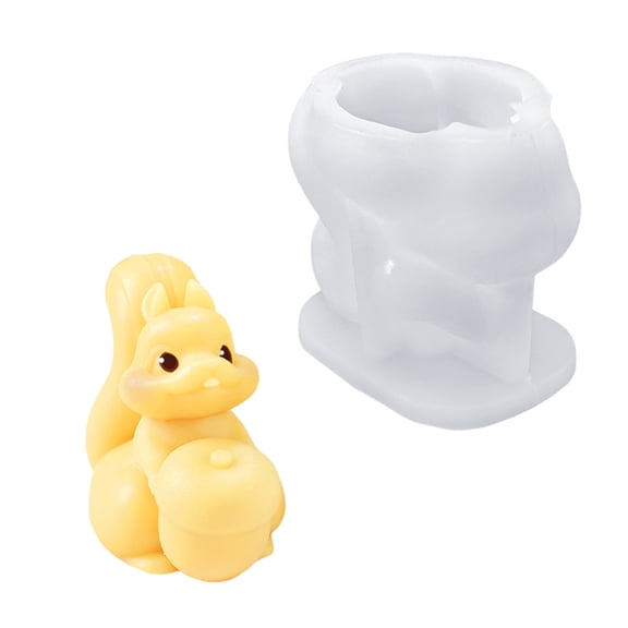 BELOWSYALER Handmade Silicone Mould 3D Squirrels Candle Molds Animal Molds Baking Molds Casting Molds for Cake Fondant Decorations
