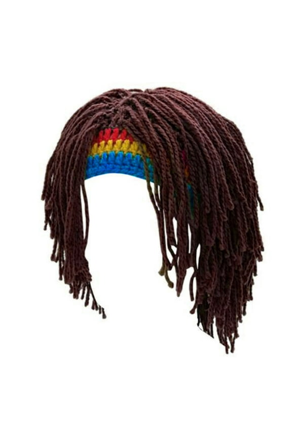 Man Knittings Hat with Dreadlocks Funny Rastas Wigs Beard Hat Handmade Knittings Winter Hat Beanied Christmas Halloween