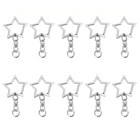 BELOWSYALER Pack of 10 Stylish Star Key Rings with Figure 8 Shape Portable Keychain Hook Alloy Texture for Everyday Use