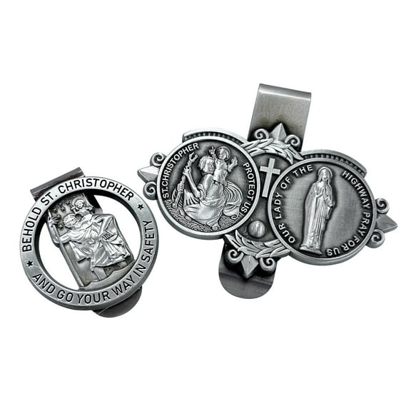 BELOWSYALER Religious Medals Clip Accessory Patron Christophers Car Visors Clip for New Driver Catholic Gifts Pin Clip
