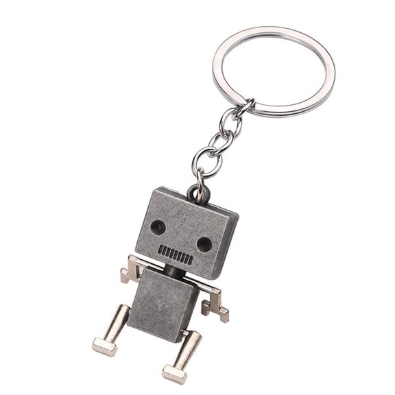 BELOWSYALER Retro Robot Keychains Unique Metal Designs Keyrings Pendant With Movable Joints For Creative Ideas
