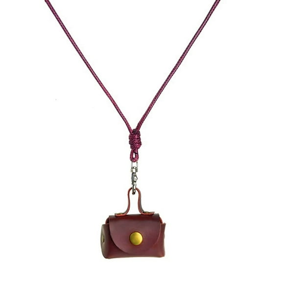 BELOWSYALER Retro Styles Hanging Neck Bag Pendant Necklace with Leather Materials for Earphones and Coin Portable and Sturdy