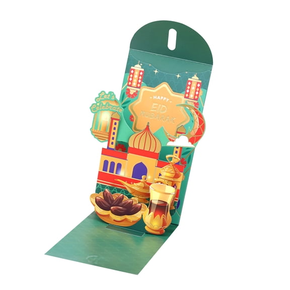 BELOWSYALER Sophisticated 3D Redness Envelopes for Eid Festival Foldable Greeting Card Packet Ramadans Decoration