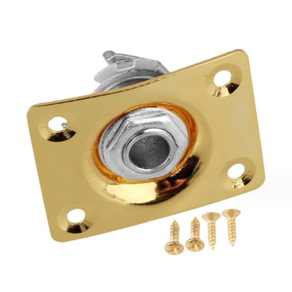 BELOWSYALER Square Output Plate Guitar Bass Socket 1/4 inch Metal Output Input Plate and Screws Replacement Parts