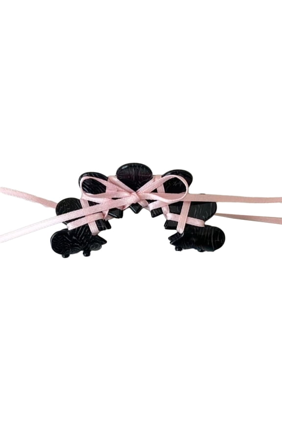 Stylish Acrylic Hair Claw Sweet Girl Grab Clip Ribbon Tied Bowknot Hair Clips Bow Shape Barrettes Headwear for Women
