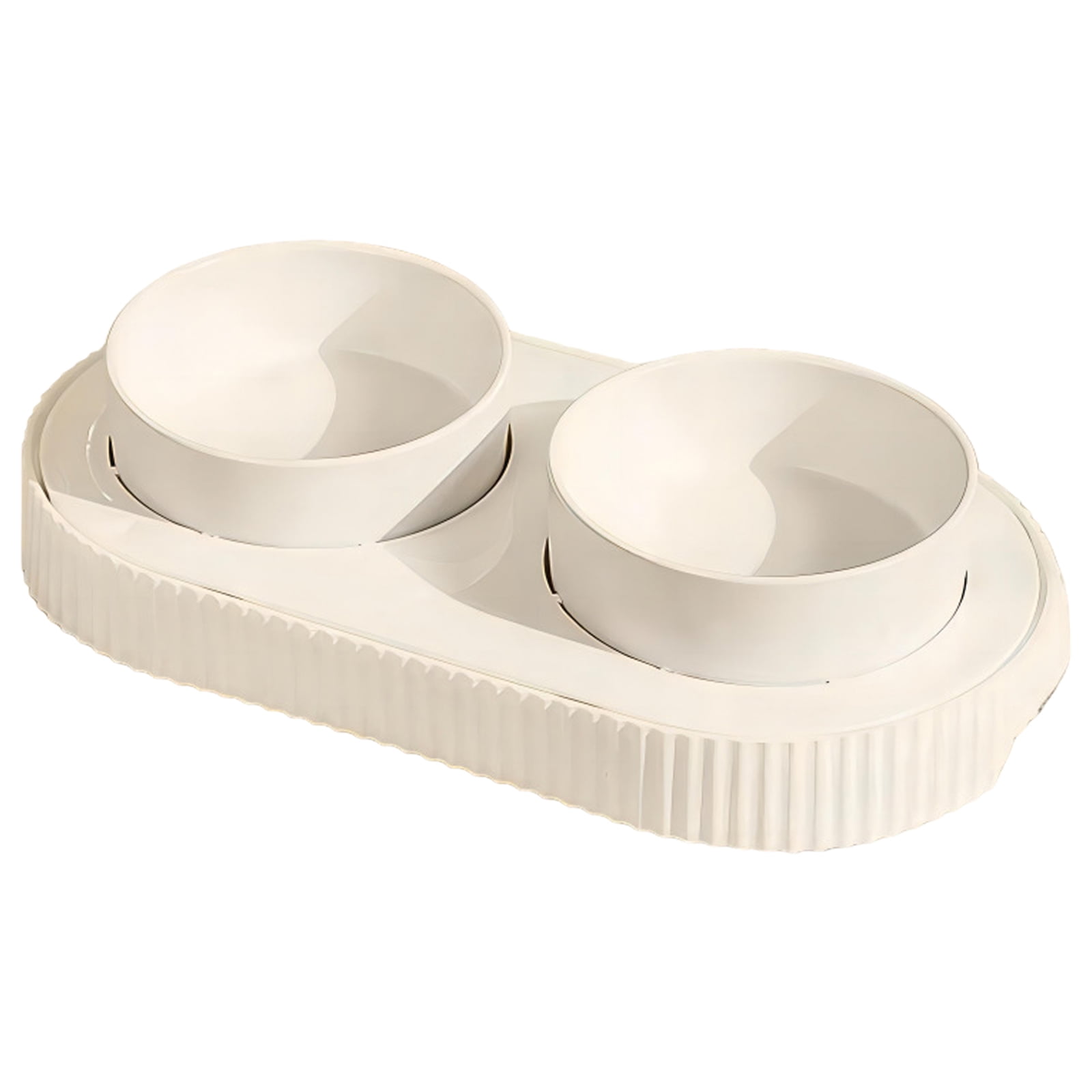 BELOWSYALER USB Heated Double Bowls for Pet Drinking Feeding Ceramic Food Feeder Water Bowl for Cold Weather Cats Food Warmer