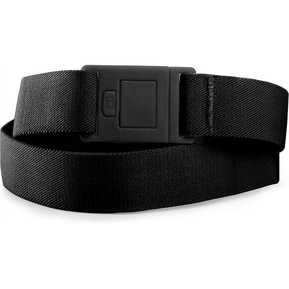 Beltaway Women's Adjustable No Show Elastic Belt with Flat Buckle, Black