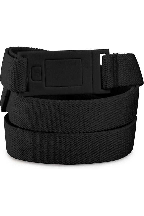 NARROW Women's No Show Elastic Belt with Flat Buckle, Narrow Design for Skinny Belt Loops, Black