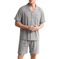 thumbnail image 1 of BELTNOV Men's 2 Piece Pajamas Set Casual Short Sleeve Button Down T-Shirt and Pants with Pocket Pjs Set Dark Gray, 1 of 5