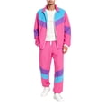 thumbnail image 1 of BELTNOV Men's 2 Piece Sets 80s 90s Tracksuit Long Sleeve Jacket with Elastic Waist Pants Set for Daily Wear Hot Pink, 1 of 6