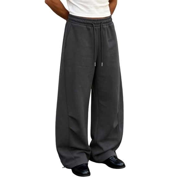 BELTNOV Men's Baggy Wide Leg Sweatpants Heavyweight Drawstring Joggers with Elastic Waist Loose Fit Streetwear Lounge Pants for Daily Wear Dark Gray
