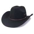 thumbnail image 1 of BELTNOV Men's Classic Western Cowboy Wool Felt Hat Retro Wide Brim Sun Hat with Metal Vents for Outdoor Riding Festival Party Daily Commute Black, 1 of 5