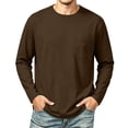 thumbnail image 1 of BELTNOV Men's Long Sleeve Pocket T-Shirt Solid Color Crewneck Tee with Chest Pocket Casual Basic Top for Everyday Wear Coffee, 1 of 7