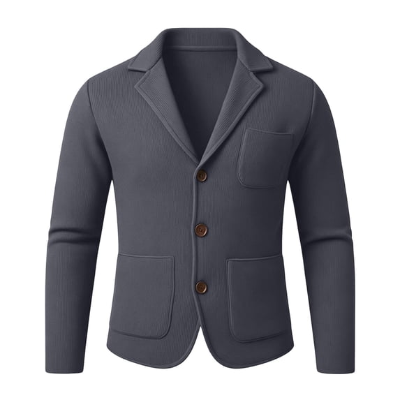 BELTNOV Men's Notched Lapel Blazer Jacket Casual Long Sleeve Slim Fit Jacket with Patch Pockets Dark Gray