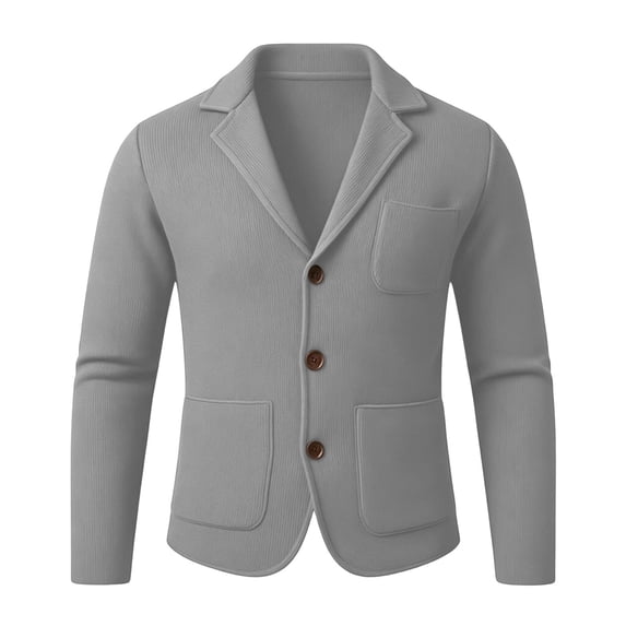 BELTNOV Men's Notched Lapel Blazer Jacket Casual Long Sleeve Slim Fit Jacket with Patch Pockets Gray