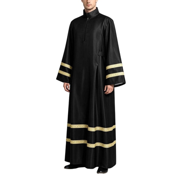 BELTNOV Men's Priest Robe Clergy Cassock Church Long Robe Choir Minister Clergy Pulpit Liturgical Costume Black