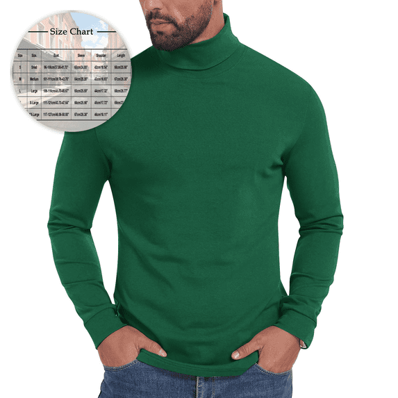 BELTNOV Men's Slim Fit Long Sleeve Turtleneck Shirts Casual Lightweight Elastic Thermal Pullover Tops Army Green