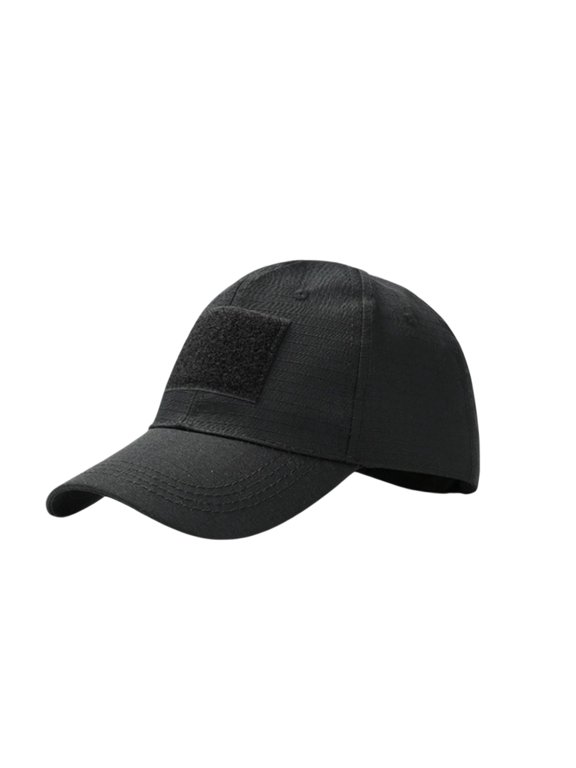 Men's Tactical Baseball Cap Military Operator Hat with Hook Loop Patch Panel Adjustable Dad Hat for Outdoor Hiking Airsoft Black