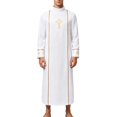 thumbnail image 1 of BELTNOV Men's White Priest Robe Halloween Costume Gold Cross Embroidered Clergy Cosplay Outfit Long Sleeve Church Minister Fancy Dress for Party White, 1 of 9