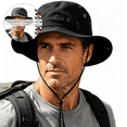 thumbnail image 1 of BELTNOV Men's Wide Brim Boonie Hat Foldable Sunshade Bucket Hats for Safari Military Beach Black, 1 of 5