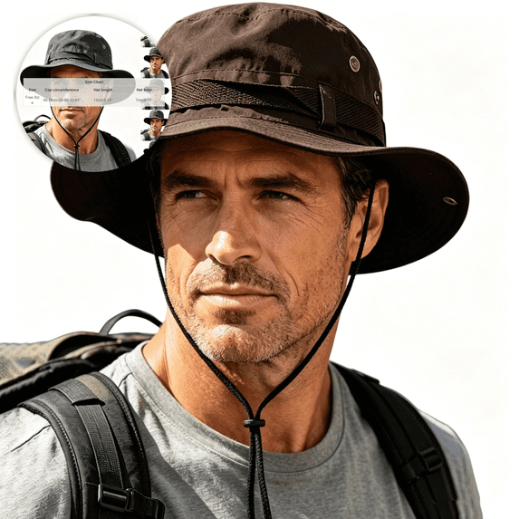BELTNOV Men's Wide Brim Boonie Hat Foldable Sunshade Bucket Hats for Safari Military Beach Coffee