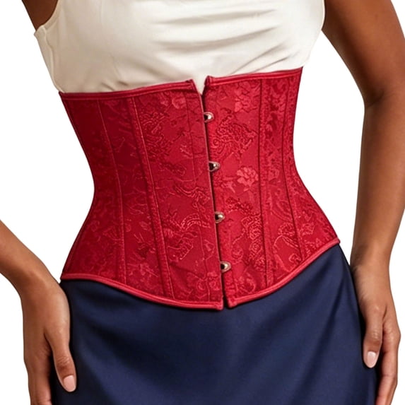 BELTNOV Women Underbust Waist Trainer Corset Boned Support Lace Up Body Shaper Adjustable Slimming Shapewear for Daily Wear Red