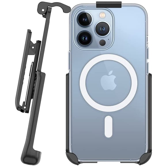 BELTRON Belt Clip Holster Compatible with Apple Clear Case for iPhone 13, iPhone 13 Pro with MagSafe - Features: Built in Kickstand Holster Only, Case is NOT Included
