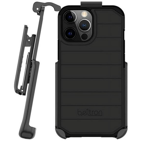 BELTRON Case with Belt Clip for iPhone 14 Pro Max, Slim Full Protection Hybrid Case & Rotating Belt Clip Holster with Built in Kickstand, Scratch Resistant/Shock Absorption - Black