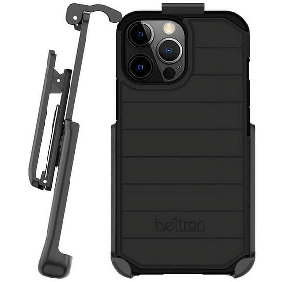 BELTRON Case with Belt Clip for iPhone 14 Pro Max, Slim Full Protection Hybrid Case & Rotating Belt Clip Holster with Built in Kickstand, Scratch Resistant/Shock Absorption - Black