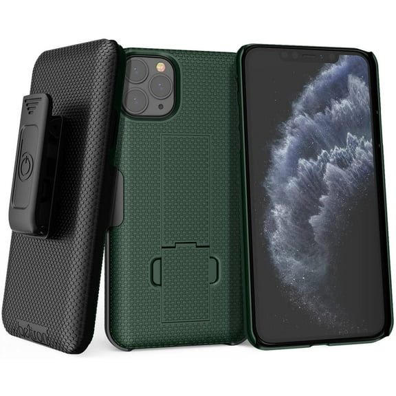 BELTRON Case & Holster Combo for iPhone 11 Pro Max, Rugged Shell & Holster with Built-in Kickstand comptible with Apple iPhone 11 Pro Max 2019 - Midnight Green