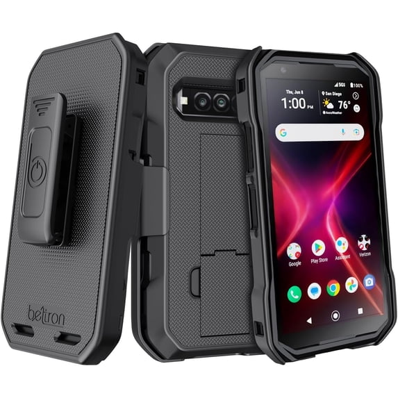 BELTRON DuraForce Pro 3 Case with Clip, Heavy Duty Case with Swivel Belt Clip for Kyocera DuraForce Pro3 5G E7200 Verizon Features: Secure Fit & Built-in Kickstand Black