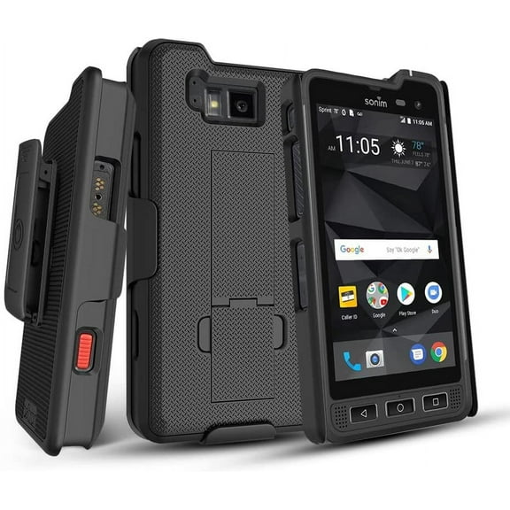 BELTRON Sonim XP8 Case with Clip, Heavy Duty Case with Swivel Belt Clip for Sonim XP8 AT&T FirstNet Sprint XP8800 Features: Secure Fit & Built-in Kickstand Black Supports 2.25" Duty Belt