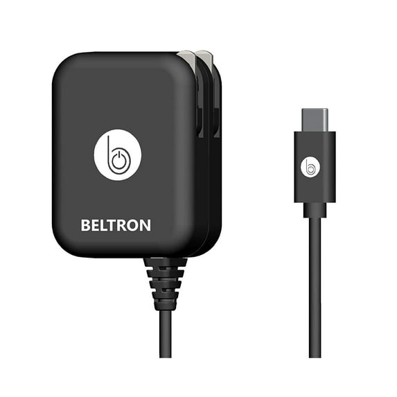 BELTRON Turbo Fast USB-C/Type C USB Wall Charger 5V / 3 AMP 30W with Built-in Cable Compatible with: iPad Pro 3rd Generation, S10e, S10, S10 Plus & All Type C USB Devices - Intertek ETL Certified