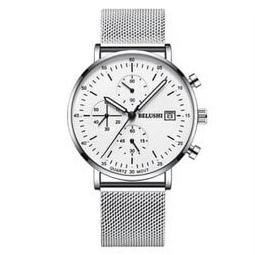 BELUSHI Fashion Men's Watches Top Brand Luxury Mesh Steel Sport Quartz Chronograph Wristwatch Waterproof Relogio Masculino