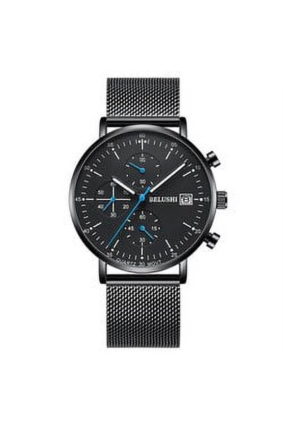 Fashion Men's Watches Top Brand Luxury Mesh Steel Sport Quartz Chronograph Wristwatch Waterproof Relogio Masculino