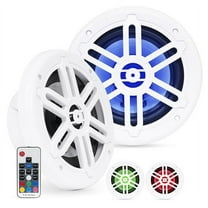 BELVA BMRGBWH 500W Peak 6.5" 2-Way White Coaxial Marine Speakers with Multi-Color LED Lighting