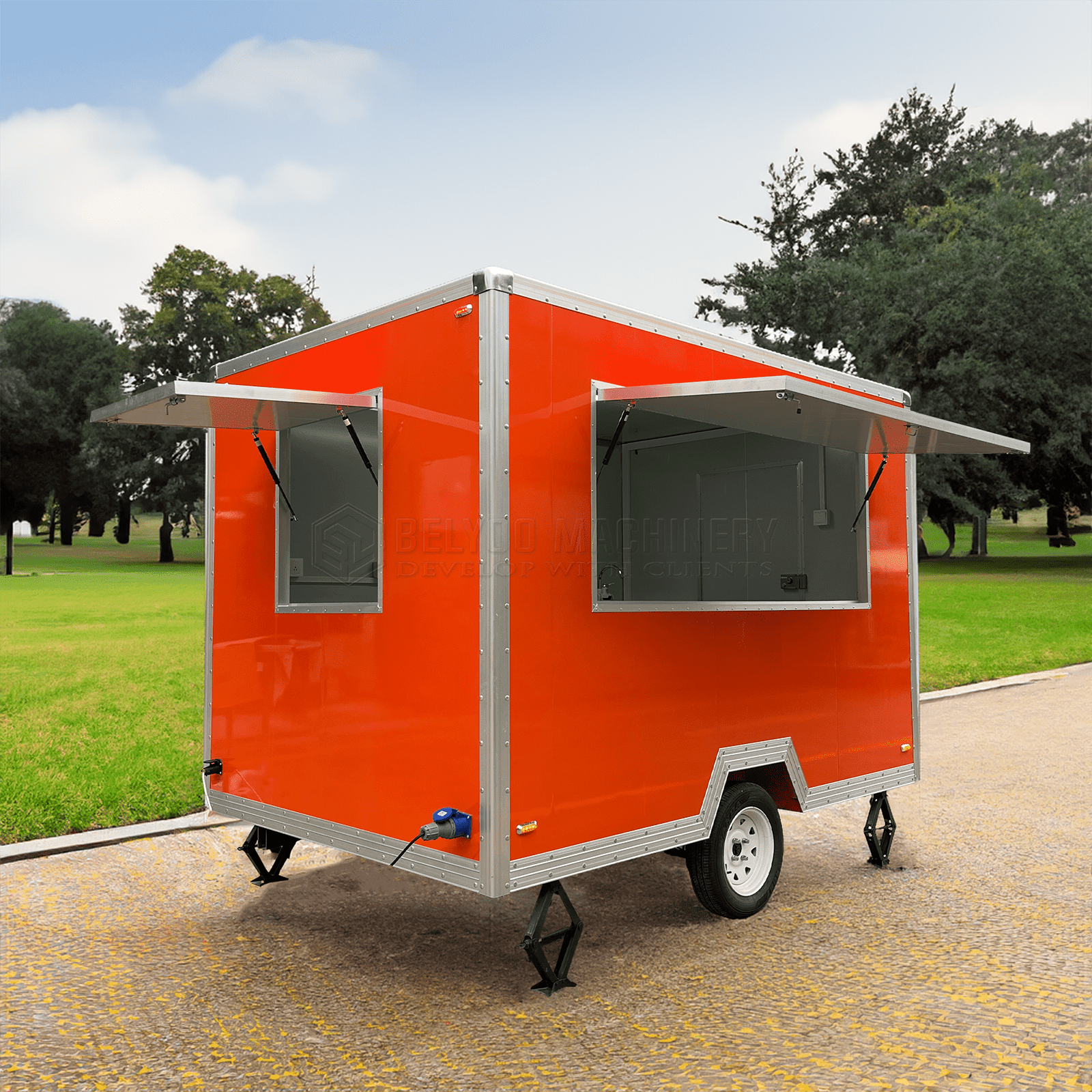 BELYOO Food Trailer, Color Steel Composite Panel Truck, Mobile Vending Cart, Custom-Fit