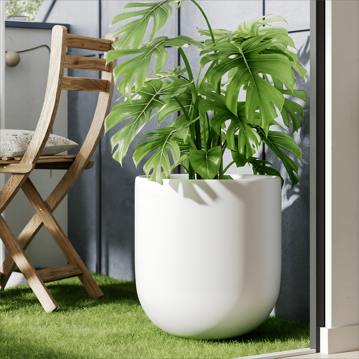 BEMAY 12"" White Ceramic Plant Pots, Large Indoor Planter with Drain Holes  & Plug" - Walmart.com