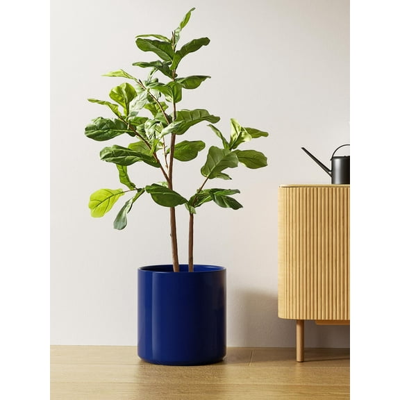 BEMAY 12" Ceramic Plant Pot, Large Indoor Outdoor Planter with Drainage Hole, Modern Blue Ceramic Flower Pot for Tall Plants and Small Trees (Plant Not Included)