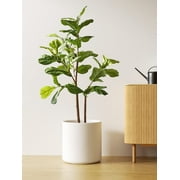 BEMAY 12-Inch Ceramic Plant Pot with Drainage Hole & Plug for Indoor Outdoor Use,Large Indoor Planter for Plants, Mid-Century Modern White Flower Pot (Plant Not Included)