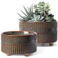 thumbnail image 1 of BEMAY 2-Pack Ceramic Succulent Pots with Drainage Holes, 6.3"& 7.8" Indoor Planters with Mesh Pads, Silicone Plugs and Felt Feet for Cactus and Houseplants Plant Pots,Reactive Glaze Black Pots, 1 of 6