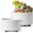 thumbnail image 1 of BEMAY 2-Pack 8+6.5 inch White Ceramic Succulent Pots with Drainage Holes for Indoor, Patio, and Garden Decor Plant Pots, 1 of 9