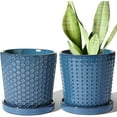 thumbnail image 1 of BEMAY 5.5" Plant Pots, Ceramic Indoor Planters with Drainage and Tray, Set of 2 Flower Pots for Succulent,Plants, Reactive Glaze Blue, 1 of 7