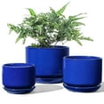 thumbnail image 1 of BEMAY Ceramic Plant Pots, 4.3"+5.3"+6.8" Flower Pots with Drainage Hole & Saucer, Pack of Three Planter, Sapphire Blue, 1 of 9
