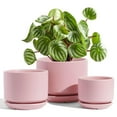 thumbnail image 1 of BEMAY Ceramic Planters, Set of 3 (4.3", 5.3", 6.8") Pink Flower Pots with Drainage Hole and Saucer Plant Pots for Home and Office Decor, 1 of 10