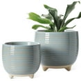 thumbnail image 1 of BEMAY Set of 2 Plant Pots, 5.1"+6.4" Ceramic Flower Pots with Drainage, Mesh Circle and Plug Indoor Planters for Home Office,Glaze Blue, 1 of 7