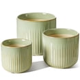 thumbnail image 1 of BEMAY Set of 3 Ceramic Plant Pots, 5.7" & 6.9"& 8.3" Indoor Plant Pots with Drainage Holes, Mesh Pads and Silicone Plugs, Sage Green Indoor Planters, 1 of 7