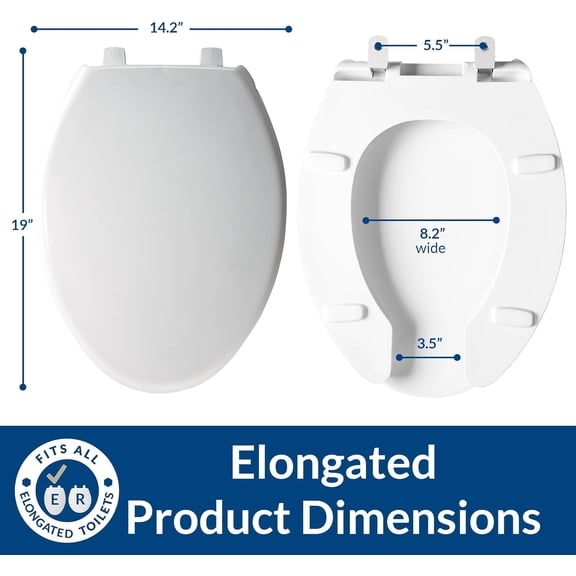 BEMIS 7850TDG Commercial Heavy Duty Open Front Toilet Seat with Cover, Industrial Seat with Secure Installation, Elongated, White