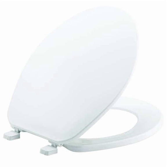 BEMIS GR70 000 Toilet Seat, With Cover, Plastic, Round, White