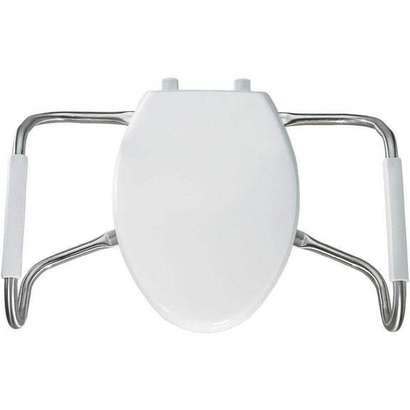 BEMIS MA2100T Medic-Aid Closed Front Toilet Seat with Safety Side Arms and Cover, ROUND Long Lasting Solid Plastic, White CA3
